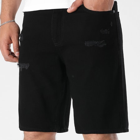 LBO - Lot De 2 Shorts Jean Relaxed Destroys 3587 3588 Noir Bleu Denim